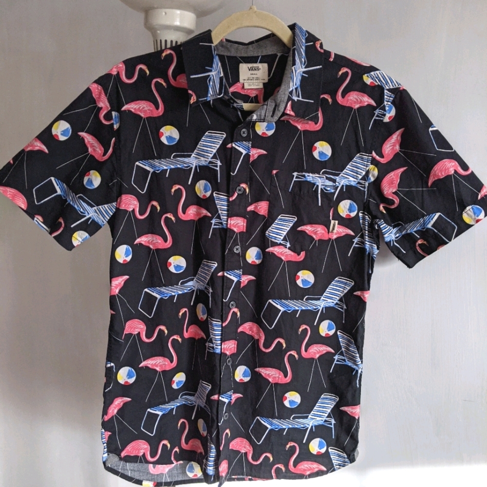 Vans button up flamingo shirt